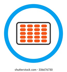 Blister vector icon. Style is flat rounded symbol, bright colors, rounded angles, white background.
