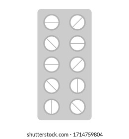 blister con comprimidos vectoriales, aislados en fondo blanco. Ilustración de las existencias