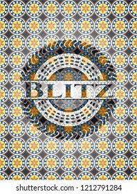 Blitz arabic badge background. Arabesque decoration.