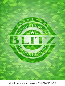 Blitz green emblem with triangle mosaic background. Vector Illustration. Detailed.