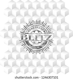 Blitz grey emblem with geometric cube white background