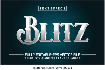 Blitz silver font Text effect editable