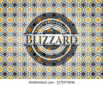 Blizzard arabic badge. Arabesque decoration.