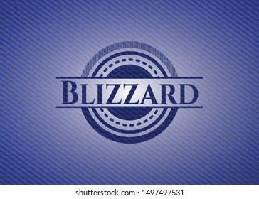 Blizzard badge with jean texture. Vector Illustration. Detailed.