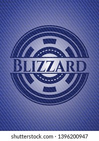 Blizzard emblem with jean background. Vector Illustration. Detailed.