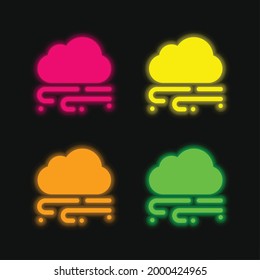 Blizzard four color glowing neon vector icon