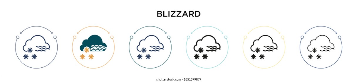 Blizzard Icon In Filled, Thin Line, Outline And Stroke Style. Vector Illustration Of Two Colored And Black Blizzard Vector Icons Designs Can Be Used For Mobile, Ui, Web