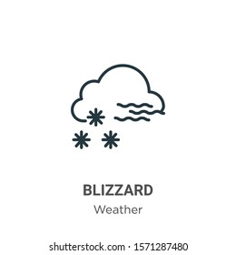 Blizzard outline vector icon. Thin line black blizzard icon, flat vector simple element illustration from editable weather concept isolated on white background