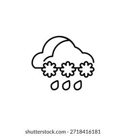 Icono de Vector de lluvia de la ventisca. Estilo de línea de iconos de Clima. Uso perfecto para logotipo, presentación, Sitio web y más. Estilo de diseño de contorno de iconos moderno