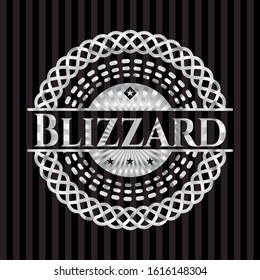 Blizzard silvery shiny badge. Vector Illustration. Mosaic.
