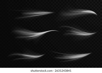 Blizzard sparkles radiate cold festive background motion. Speed trail spins brightly in luminous vortex shape. Snow wind overlay enhances holiday vector illustrations. Air flow streak glows in smooth 