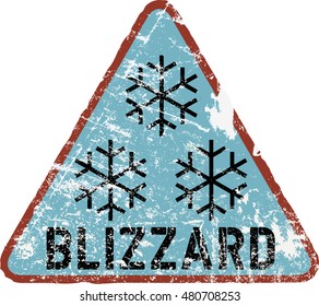 Blizzard Warning Sign, Vector Illustration, Fictional Artwork