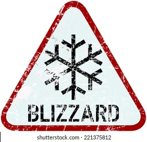 Blizzard Warning Traffic Sign, Vector Illustration