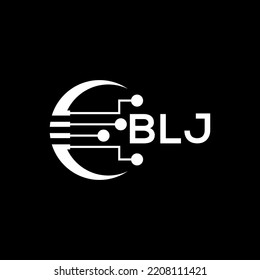 BLJ Letter logo black background .BLJ technology logo design vector image in illustrator .BLJ letter logo design for entrepreneur and business.
