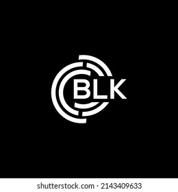 Diseño del logotipo de la letra BLK sobre fondo negro. El concepto del logo de la carta de las iniciales creativas de BLK. Diseño de letras BLK.

