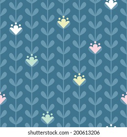 Blloming vines stripes seamless pattern background