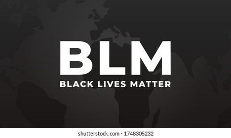 BLM Black lives matter modern minimalist banner, sign, cover, design concept with white text on a dark background. 