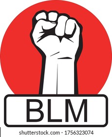 BLM  Black Lives Matter Protest Activism Fist Vector Graphic With Raised Fist Icon , Stamp