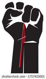 BLM Black vive el tema del activismo de protesta puño con la imagen vectorial de goteo de sangre con el icono del puño levantado, sello