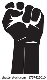 BLM  Black lives matter protest activism fist vector graphic negative with raised fist icon , stamp