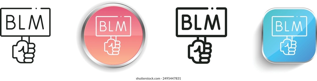 blm icon. Thin Linear, Regular and Button Style Design Isolated On White Background