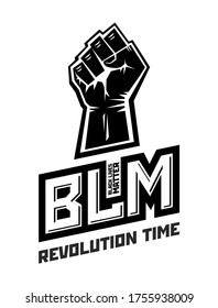 BLM Protest Concept Poster.  Black Lives Matter And Raised Strong Fist. Illustration, Vector