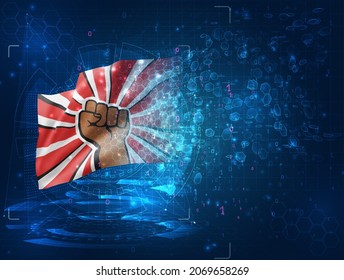 blm vector 3d flag on blue background with hud interfaces