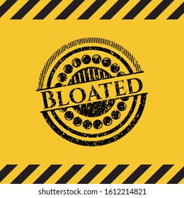 Bloated black grunge emblem inside yellow warning sign. Vector Illustration. Detailed.