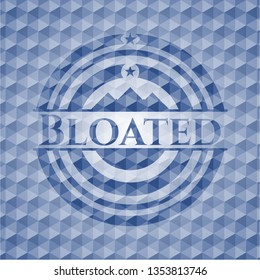 Bloated blue badge with geometric pattern.