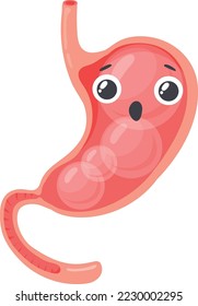 Bloated stomach cartoon character. Digestive problem mascot isolated on white background