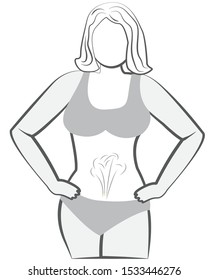 Bloating and excess gas in stomach or intestine vector illustration