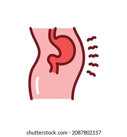 Bloating line icon. Isolated vector element.