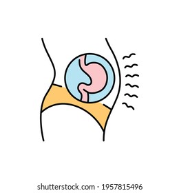 Bloating сolor line icon. Pictogram for web page, mobile app, promo. UI UX GUI design element. Editable stroke.