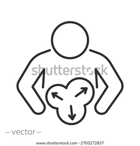 Bloating Stomach Icon Vector Line Illustration