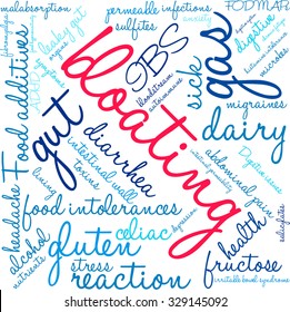 Bloating word cloud on a white background. 