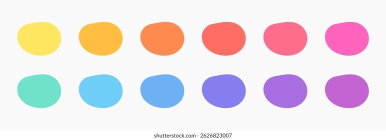 Defina as cores dos banners de blob. Planos de fundo de círculo de forma irregular. Paleta de cores de bolhas de citação. Ilustração vetorial.