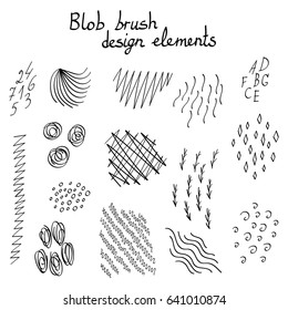 Blob brush hand drawn design elements. Different type of decorative items for your design