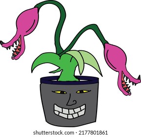 Blob Bursh Tools - flower monster vector in a pot