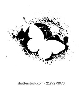 Blob and butterfly. Vector illustration. Abstract grunge decoration. Vector illustration.