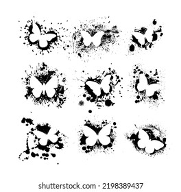 Blob and butterfly. Vector illustration. Abstract grunge decoration. Vector illustration.