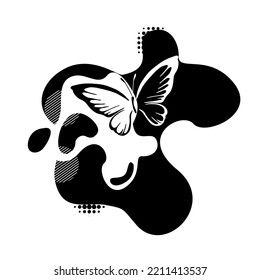 Blob and butterfly. Vector illustration. Abstract grunge decoration. Vector illustration.