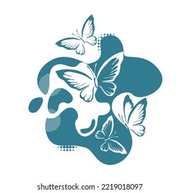 Blob and butterfly. Vector illustration. Abstract grunge decoration. Vector illustration.