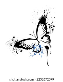Blob and butterfly. Vector illustration. Abstract grunge decoration. Vector illustration.