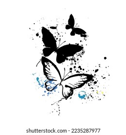 Blob and butterfly. Vector illustration. Abstract grunge decoration. Vector illustration.