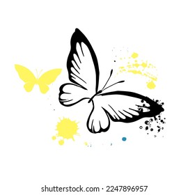 Blob y mariposa. Ilustración vectorial. Decoración abstracta y burguesa. Ilustración vectorial.