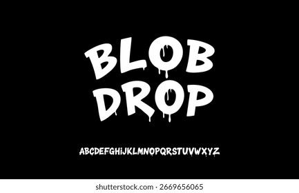 Blob Drop alphabet font with bold rounded letters featuring dripping blood drop effects. Perfect for horror, spooky, and Halloween-themed designs.