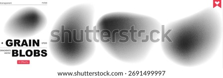 Blob Gradient Grain Dot Halftone - Abstract Stipple Pattern with Brush Noise and Dynamic Shapes for Print and Design. This collection features rough raster textures and stochastic effects with a retro