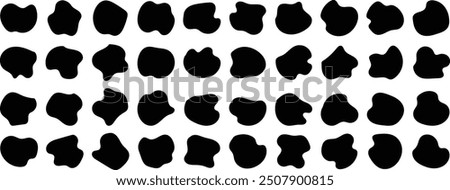Blob icon set of abstract organic shapes. organic blobs and blotch of irregular shape. Inkblot silhouettes, simple liquid splodge elements. Big vector set.