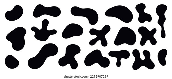 Blob irregular black shapes set. Organic liquid abstract form collection. Vector isolated illustration