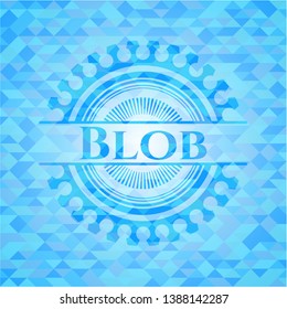 Blob light blue emblem. Mosaic background
